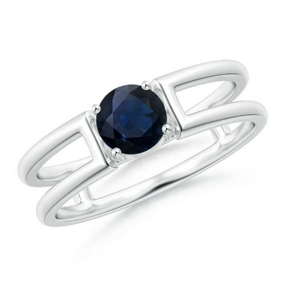 Round Shape Blue Sapphire Band Ring 925 Sterling Silver September Birthstone Mothers Day Women Gift Gemstone Jewelry