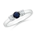 thumbnail image 1 of Round Shape Blue Sapphire CZ Diamond Band Ring Women 925 Sterling Silver September Birthstone Valentine Day Birthday Gift Gemstone Jewelry, 1 of 5