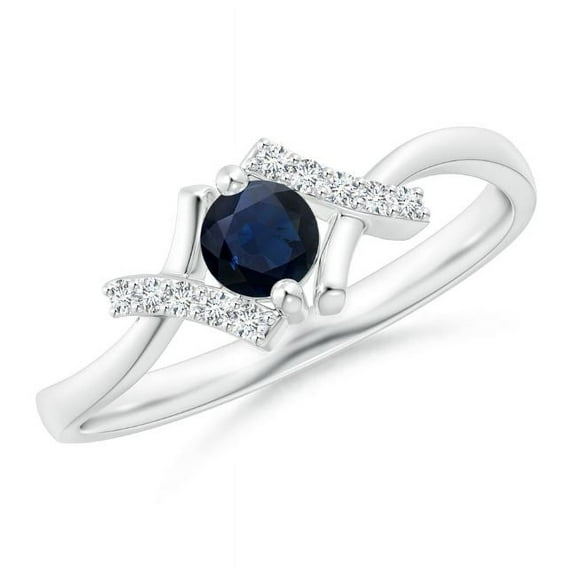 Round Shape Blue Sapphire CZ Diamond Cocktail Band Ring Women 925 Sterling Silver September Birthstone Engagement Anniversary Gift Gemstone Jewelry