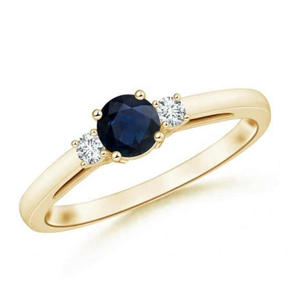 Round Shape Blue Sapphire CZ Diamond Cocktail Band Ring 925 Sterling Silver Yellow Gold Plated September Birthstone Christmas New Year Gift Gemstone Jewelry