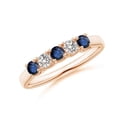 thumbnail image 1 of Round Shape Blue Sapphire CZ Diamond Eternity Band Ring Women 925 Sterling Silver Rose Gold Plated September Birthstone Engagement Anniversary Gift Gemstone Jewelry, 1 of 5
