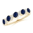 thumbnail image 1 of Round Shape Blue Sapphire CZ Diamond Eternity Band Ring 925 Sterling Silver Yellow Gold Plated September Birthstone Valentine Day Birthday Gift Gemstone Jewelry, 1 of 5