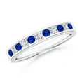 thumbnail image 1 of Round Shape Blue Sapphire CZ Diamond Eternity Band Ring Women 925 Sterling Silver September Birthstone Wedding Valentines Day Gift Gemstone Jewelry, 1 of 5