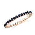 thumbnail image 1 of Round Shape Blue Sapphire Eternity Band Ring Women 925 Sterling Silver Rose Gold Plated September Birthstone Engagement Anniversary Gift Gemstone Jewelry, 1 of 5