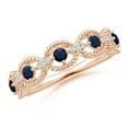 thumbnail image 1 of Round Shape Blue Sapphire Eternity Band Ring Women 925 Sterling Silver Rose Gold Plated September Birthstone Mothers Day Women Gift Gemstone Jewelry, 1 of 5