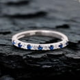 thumbnail image 1 of Round Shape Blue Sapphire Wedding Band Art Deco 925 Sterling Silver Eternity band Girlfriend Proposal Band Diamond Mother Promise Gift band, 1 of 4
