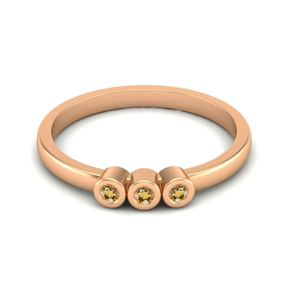 Round Shape Citrine Stackable Women Valentines Day Gifts Ring 925 Silver Rose Vermeil Delicate Jewelry