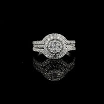 Round Shape Composite Lab Grown Diamond Women Bridal Ring in Sterling Silver | | White Gold Plated