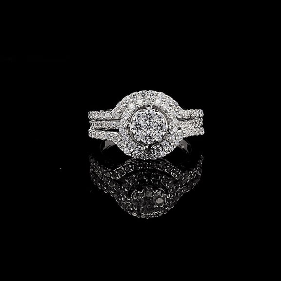 Round Shape Composite Lab Grown Diamond Women Bridal Ring in Sterling Silver | | White Gold Plated