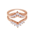 thumbnail image 1 of Round Shape Cubic Zirconia Chevron Enhancer Guard Ring 10k Rose Gold Ring Size - 7, 1 of 3