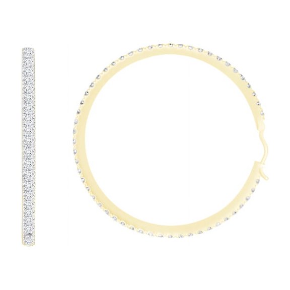 AFFY Round Shape Cubic Zirconia Hoop Earrings 14K Yellow Gold Over Sterling Silver