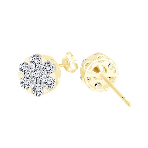 AFFY Round Shape Cubic Zirconia Snow Stud Earrings 14k Yellow Gold Over Sterling Silver (0.40 Cttw)