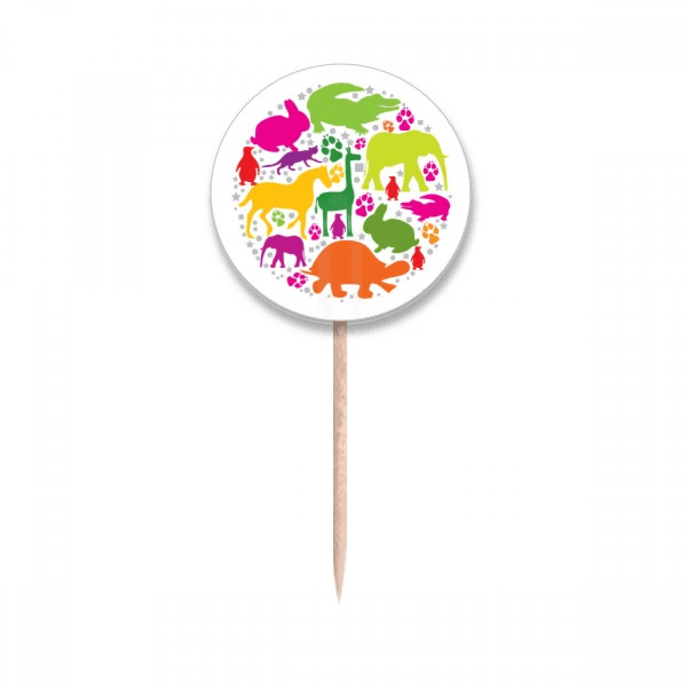 Round Shape Design Colourful Animals Toothpick Flags Round Labels Party Decoration - Walmart.com
