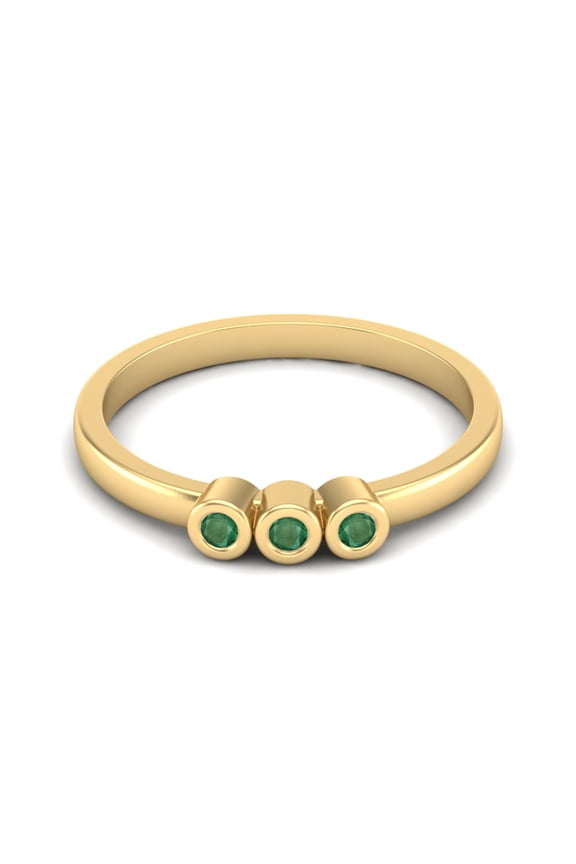 Round Shape Emerald Stackable Women Valentines Day Gifts Ring 925 Silver Gold Vermeil Delicate Jewelry