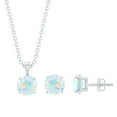 thumbnail image 1 of Rosec Jewels Natural Ethiopian Opal Pendant and Earrings - 6mm - AAA Grade - October Birthstone Jewelry Set for Women - Ready to Gift, 14K White Gold, 1 of 8