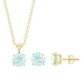 thumbnail image 1 of Rosec Jewels Natural Ethiopian Opal Pendant and Earrings - AAA Grade - October Birthstone Jewelry Set for Women - Ready to Gift, 14K Yellow Gold, 1 of 8