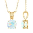 thumbnail image 1 of Rosec Jewels Natural Ethiopian Opal Pendant Necklace with Chain - 2 Carat - AAA Quality - October Birthstone Necklace, 14K Yellow Gold, 1 of 8