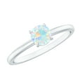 thumbnail image 1 of Rosec Jewels Round Shape Ethiopian Opal Solitaire October Birthstone Ring, Promise Ring (5 mm), 925 Sterling Silver, US 6.00, 1 of 9