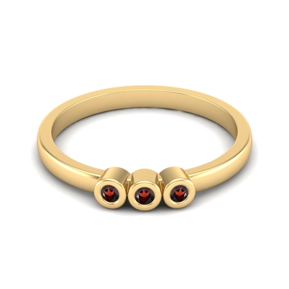 Round Shape Garnet Stackable Women Mother's Day Gift Ring 925 Sterling Silver Gold Vermeil Delicate Jewelry