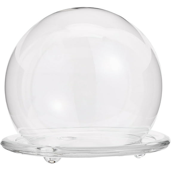 Round Shape Glass Cloche Globe Display Dome Cover Terrarium with Glass Base Decorative Display Case for Eternal Flower Plant Garage Kits Display 5.1x4.7inch