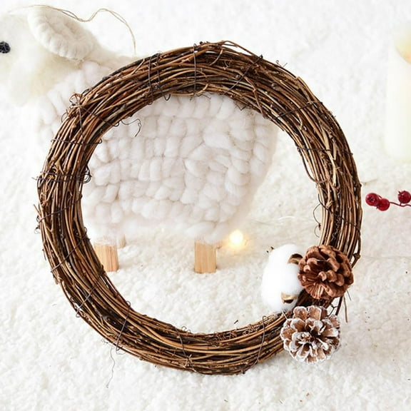 Round Shape Grapevine Wreaths Vine Branch Wreath Christmas Rattan Wreath Garland Decoration for Christmas Holiday Craft or Wedding Supplies DIY Parts