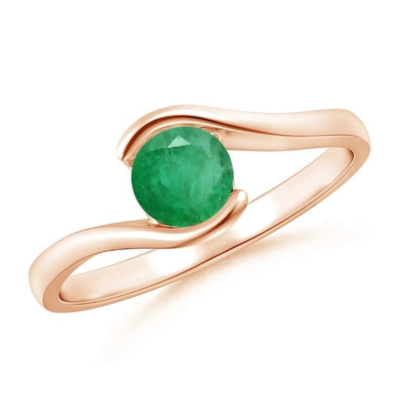 Round Shape Green Emerald Band Ring 925 Sterling Silver Rose Gold Plated May Birthstone Wedding Anniversary Gift Gemstone Jewelry