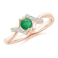 thumbnail image 1 of Round Shape Green Emerald CZ Diamond Band Ring Women 925 Sterling Silver Rose Gold Plated May Birthstone Mothers Day Women Gift Gemstone Jewelry, 1 of 5