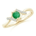 thumbnail image 1 of Round Shape Green Emerald CZ Diamond Band Ring Women 925 Sterling Silver Yellow Gold Plated May Birthstone Mothers Day Women Gift Gemstone Jewelry, 1 of 5
