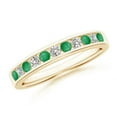 thumbnail image 1 of Round Shape Green Emerald CZ Diamond Eternity Band Ring 925 Sterling Silver Yellow Gold Plated May Birthstone Christmas New Year Gift Gemstone Jewelry, 1 of 5