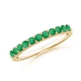 thumbnail image 1 of Round Shape Green Emerald Eternity Band Ring Women 925 Sterling Silver Yellow Gold Plated May Birthstone Wedding Anniversary Gift Gemstone Jewelry, 1 of 5