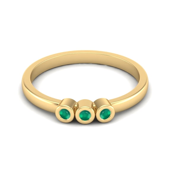 Round Shape Green Onyx Stackable Women Mother's Day Gift Ring 925 Silver Gold Vermeil Delicate Jewelry