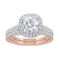 thumbnail image 1 of Round Shape IGI Certified Lab Grown Diamond Halo Cushion Frame Bridal Set Engagement Ring For Women In 14K Solid Rose Gold Jewelry (1.45 Cttw)-7, 1 of 9
