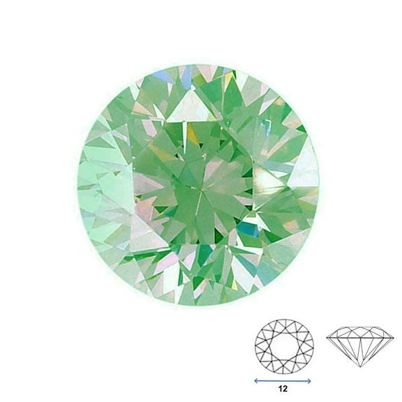 Round Shape Imitation Peridot Faceted Loose Gemstone Sized 12 mm