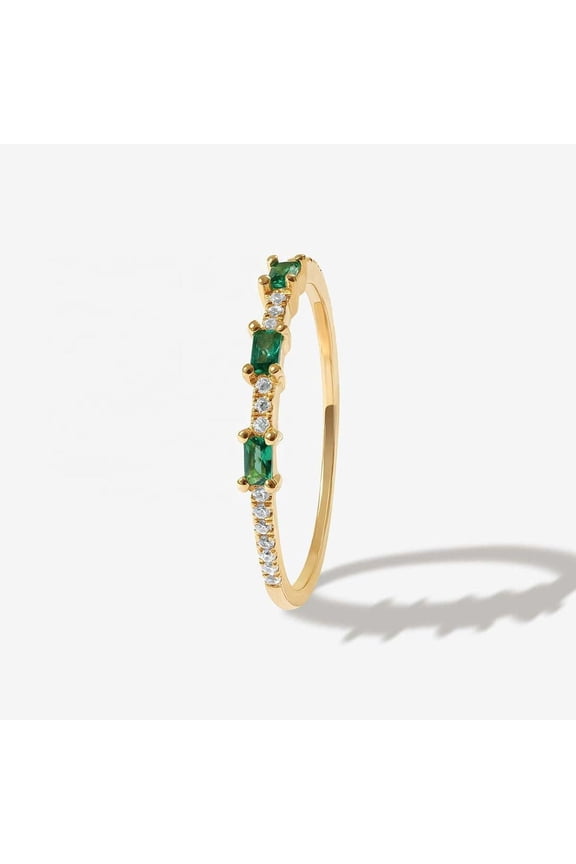 Round Shape Lab Created Emerald Green Moissanite Half Eternity Ring in 925 Sterling Silver – Handmade Vintage Statement Band for Women, Engagement or Promise Gift