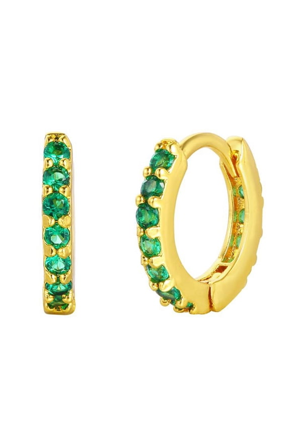 Round Shape Lab Created Emerald Hoop Earrings in 925 Sterling Silver for Women – May Birthstone Jewelry, Green Stone Earrings for Wedding, Anniversary & Gift