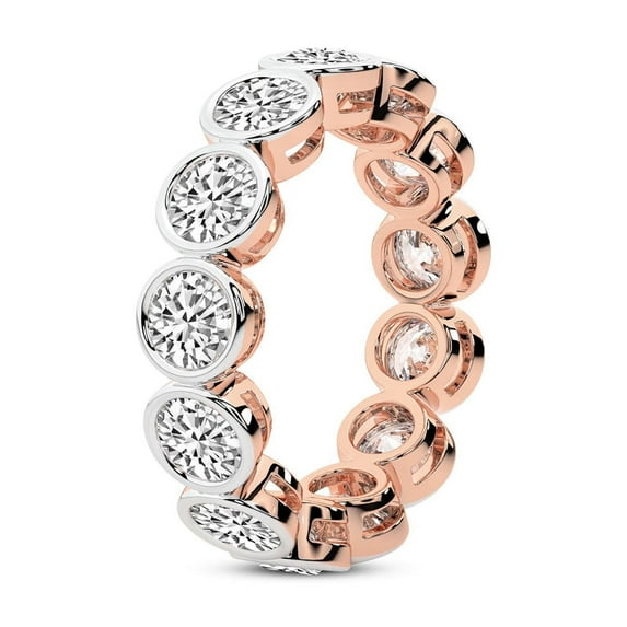 Round Shape Lab Grown Diamond Dream Bazel Eternity Ring For Women | 3 Carat IGI Certified 14K Rose Gold | FG-VS Quality Friendly Diamonds Eternity Ring Size 7.5