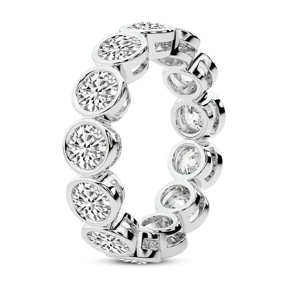 Round Shape Lab Grown Diamond Dream Bazel Eternity Ring For Women | 4 Carat IGI Certified 14K White Gold | FG-VS Quality Friendly Diamonds Eternity Ring Size 7.5