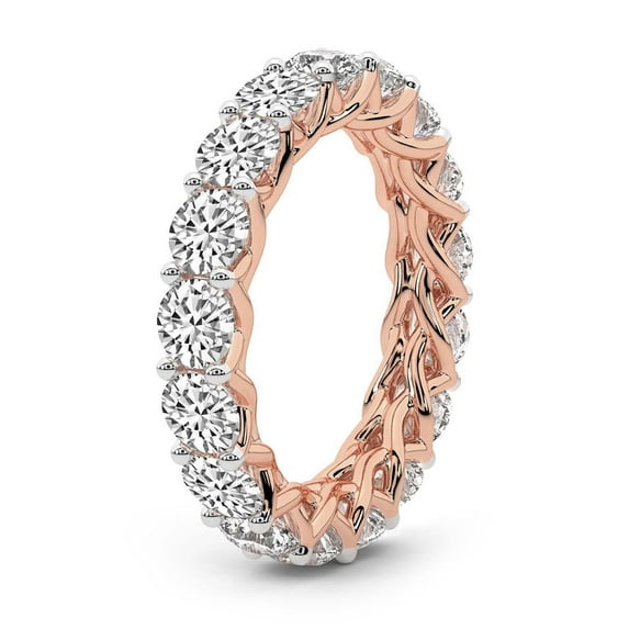 Round Shape Lab Grown Diamond Meadow Crisscross Eternity Ring For Women | 6 Carat IGI Certified 14K Rose Gold | FG-VS Quality Friendly Diamonds Eternity Ring Size 5.5