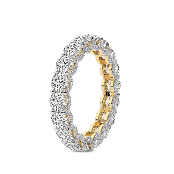 Round Shape Lab Grown Diamond Reona Eternity Ring For Women | 5 Carat IGI Certified 14K Yellow Gold | FG-VS Quality Friendly Diamonds Eternity Ring Size 8.5