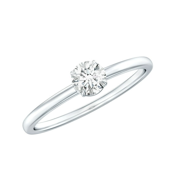 Certified 5mm Round Lab Grown Diamond Solitaire Promise Ring for Women, EF-VS Grade, 925 Sterling Silver, US 4.00