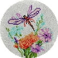 thumbnail image 1 of Round Shape Latch Hook Rug Kits Set Flowers & Dragonfly for Starter Crochet Hook Cushion Mat Sofa Seat Cushion Crocheting Kits with Preprinted Canvas Crochet Yarn Kits 50X50CM (fi122), 1 of 9