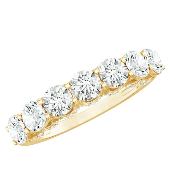 Rosec Jewels Moissanite Half Eternity Wedding Ring for Women - Designer Ring - D-VS1 Quality Certified, 14K Yellow Gold, US 10.00