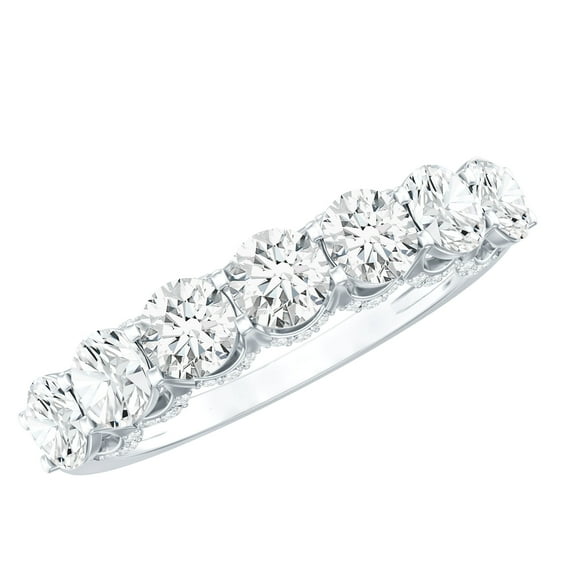 Rosec Jewels Moissanite Half Eternity Wedding Ring for Women - Designer Ring - D-VS1 Quality Certified, 18K White Gold, US 5.00