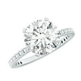 thumbnail image 1 of Rosec Jewels Round Shape Moissanite Solitaire Engagement Ring - 9 mm - 3 Ct - D-VS1 Grade, 925 Sterling Silver, US 4.00, 1 of 9
