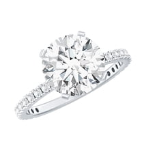 Rosec Jewels Round Shape Moissanite Solitaire Engagement Ring - 9 mm - 3 Ct - D-VS1 Grade, 925 Sterling Silver, US 4.00