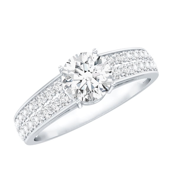Rosec Jewels Moissanite Round Engagement Ring 1 Carat - Certified Moissanite Ring (6 mm, D-VS1 Quality), with Jewelry Box, 925 Sterling Silver, US 4.00