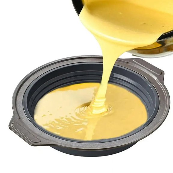 Round Shape Mold Silicone Folding Cake Baking Pan Mousse Fondant Cylinder Mould for Pastry Dessert Jelly Making,Yellow