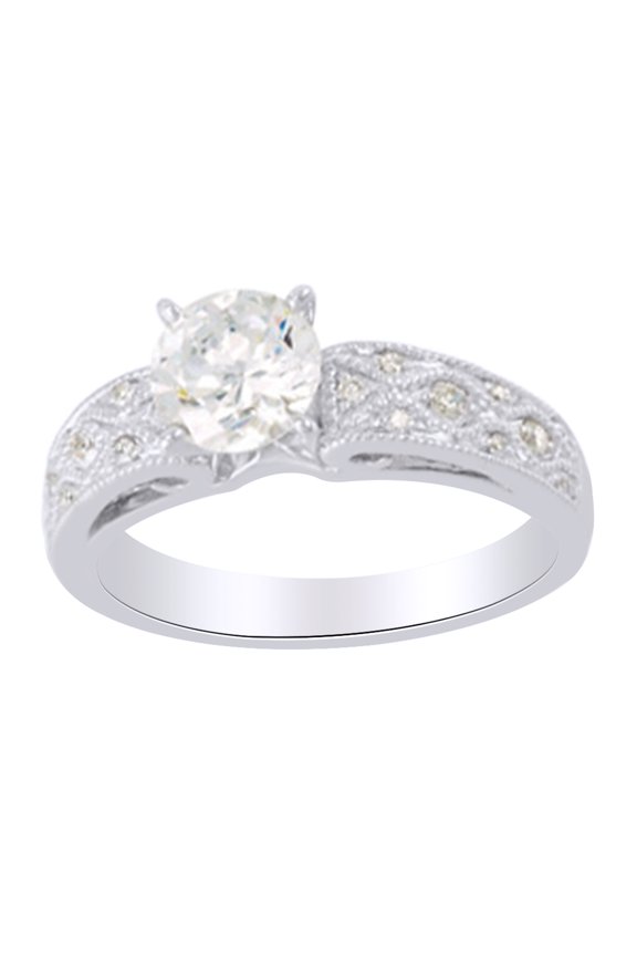 Round Shape Natural Diamond Semi Mount Center Stone Engagement Ring 14K Solid White Gold