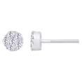 thumbnail image 1 of AFFY Round Shape Natural White Diamond Cluster Stud Earrings In 14K White Gold (1 cttw), 1 of 1