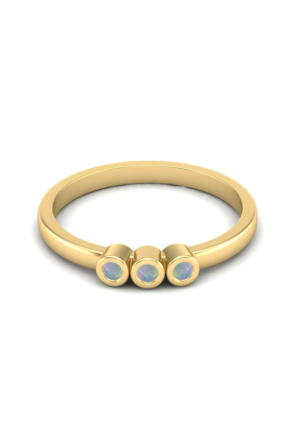 Round Shape Opal Stackable Women Valentines Day Gifts Ring 925 Sterling Silver Gold Vermeil
